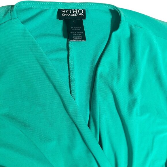 SOHO Apparel Green Twist Front Midi Dress | Size L | NWT - Picture 7 of 9